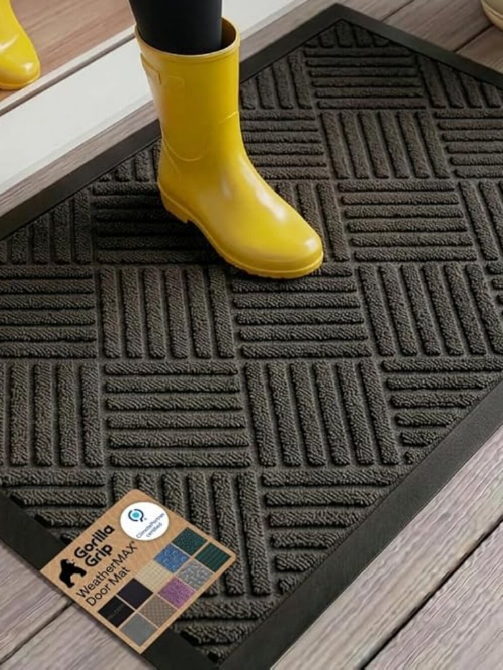 Gorilla Grip Waterproof Rubber Doormat Indoor Outdoor Low Profile Gray